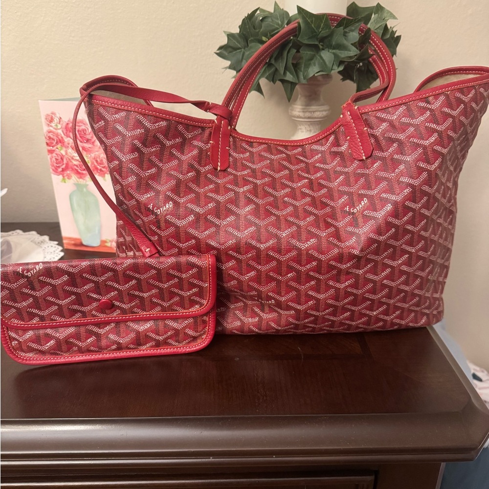 Goyard Red Tote and Wallet Combo